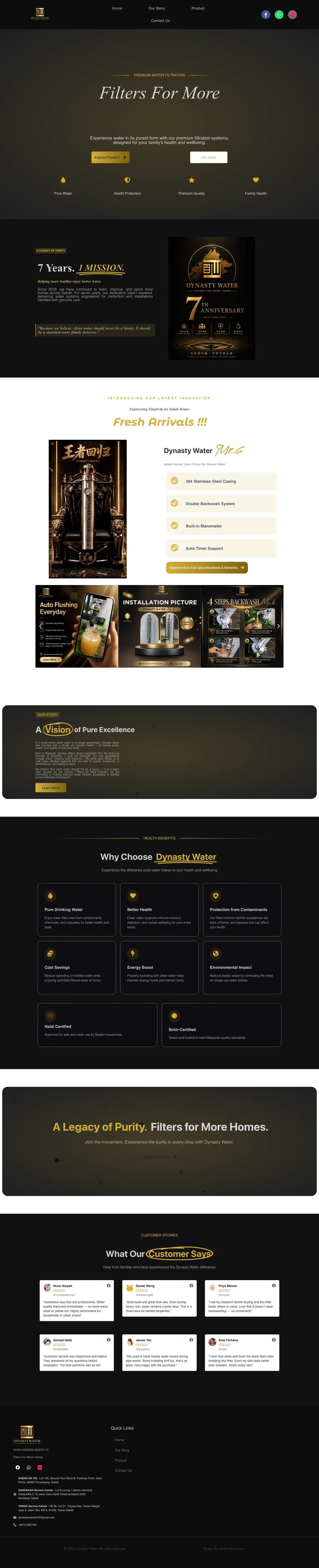 Dynasty Water Asia website, full page